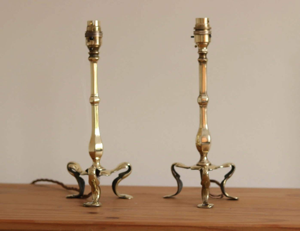 Pair Of  Victorian Antique Brass Pullman Railway Carriage Table Lamps