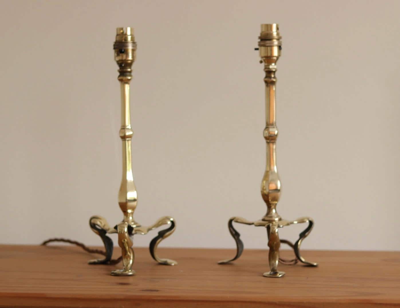 Pair Of  Victorian Antique Brass Pullman Railway Carriage Table Lamps