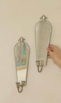 Pair of Mid Century Swedish Pewter Sconces with Mirror