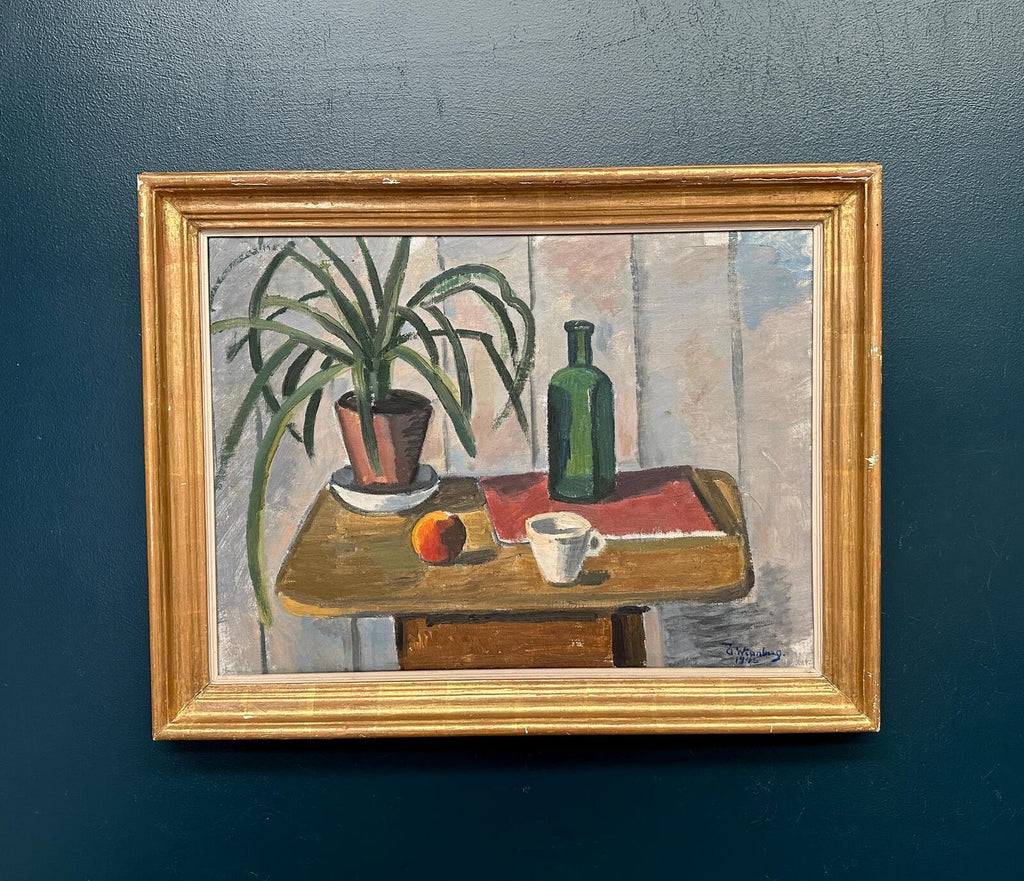 “Potted Plant and Green Bottle” by Åke Winnberg