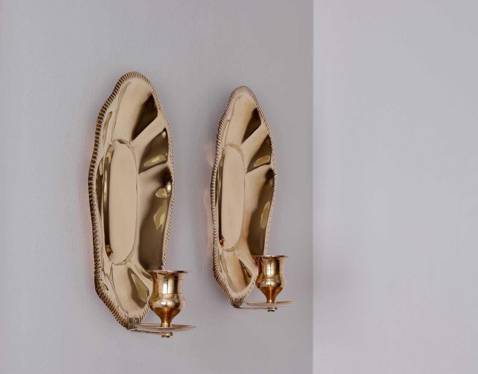 Pair Of Mid-Century Swedish Brass Sconces