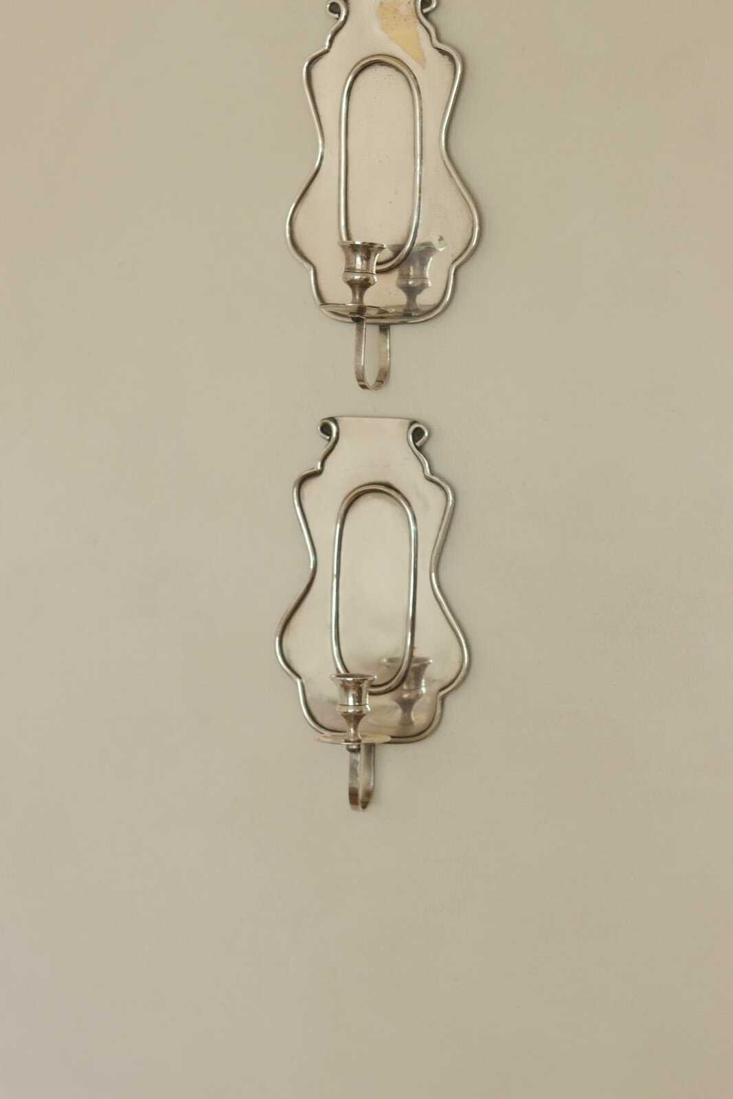 Pair Of Mid Century Swedish Pewter Sconces