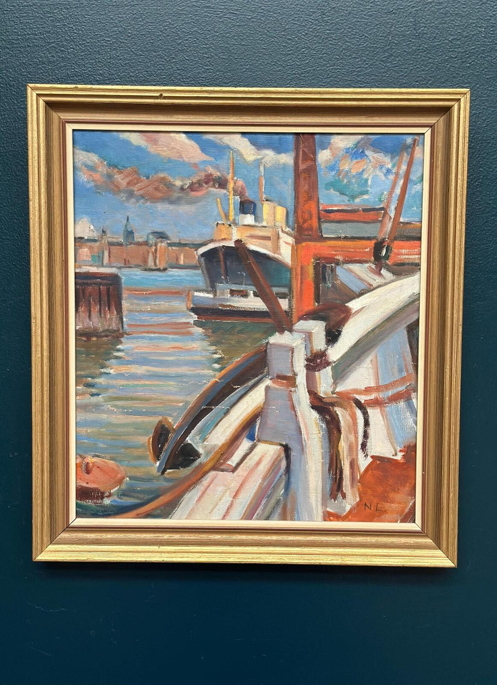 “Steamship in Harbor” By NL