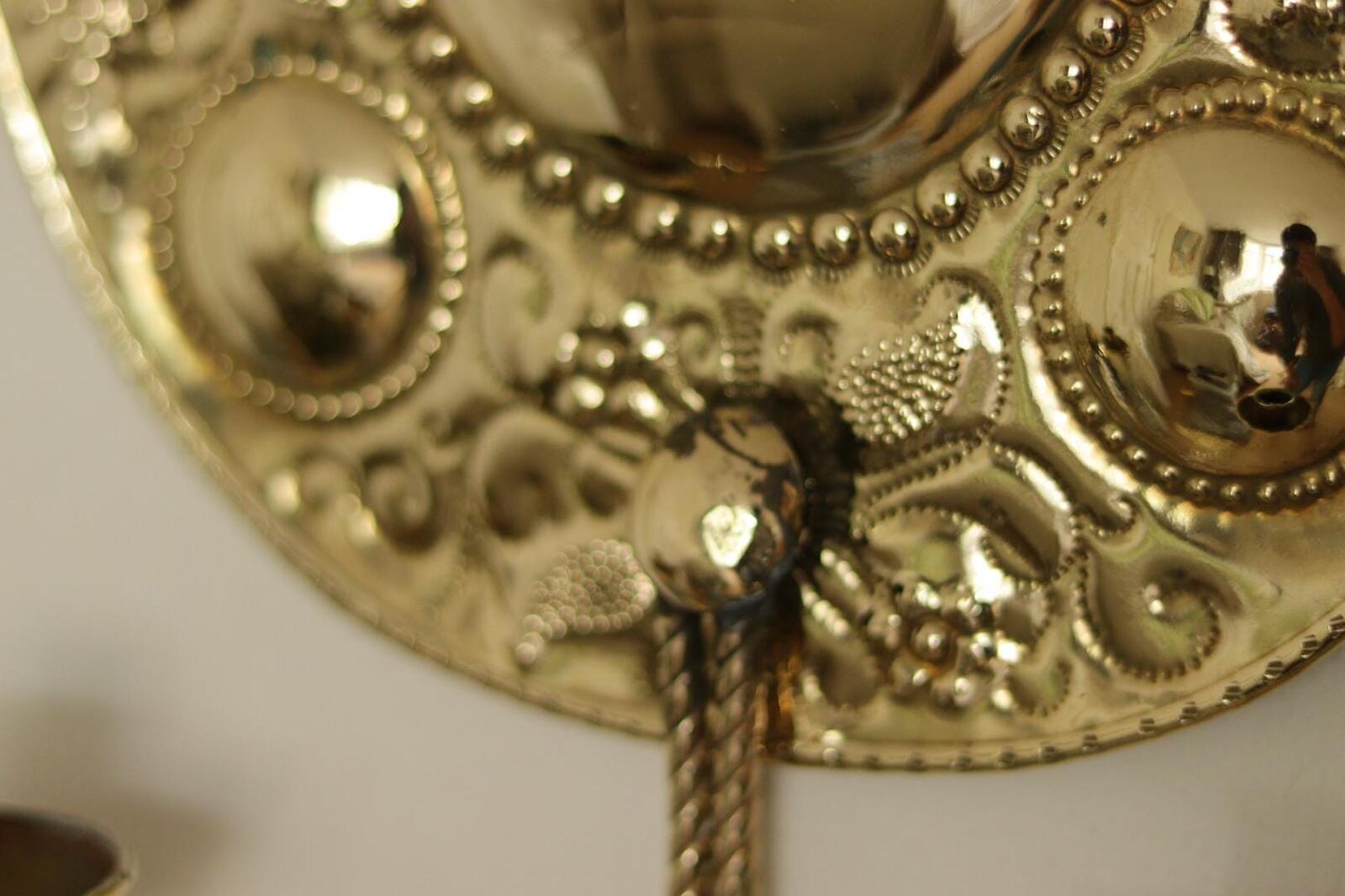 Pair Large baroque Style Mid Century Swedish Brass Sconces