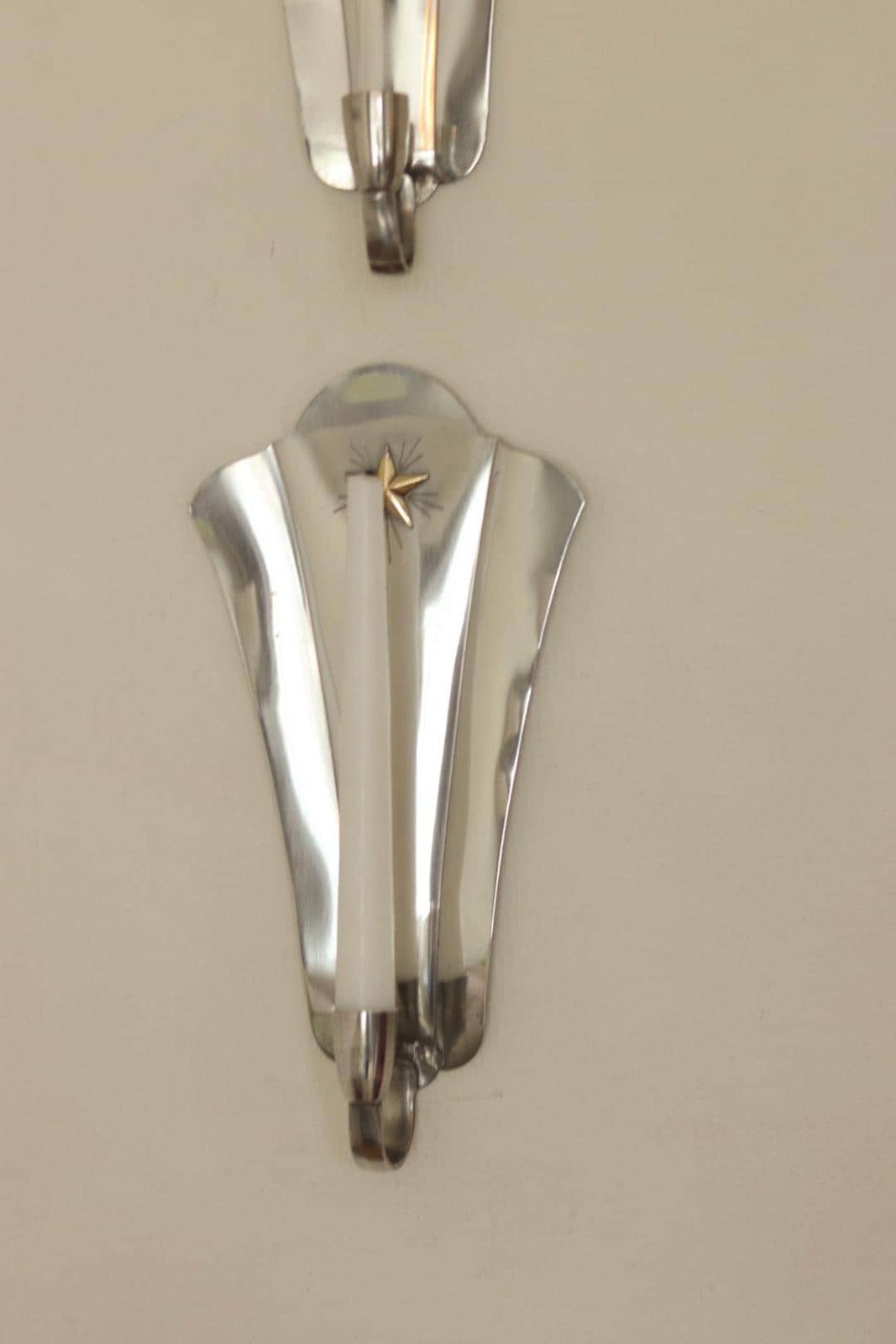 Pair Of Mid Century Swedish Pewter Sconces