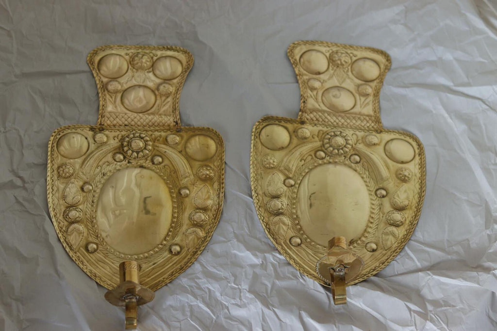 Large Baroque Style Mid-Century Brass Swedish Sconces