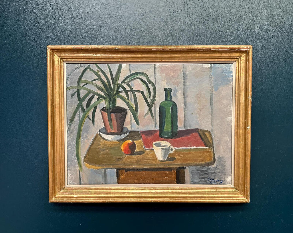 “Potted Plant and Green Bottle” by Åke Winnberg