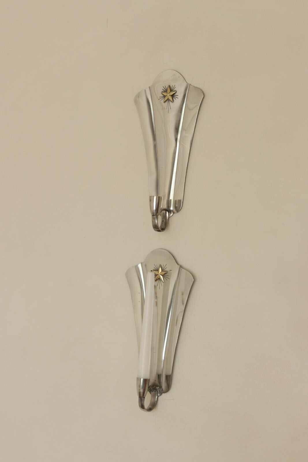 Pair Of Mid Century Swedish Pewter Sconces