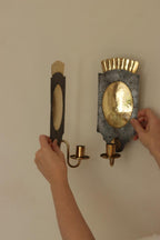Pair Of Mid Century Swedish Brass  and Metal Sconces