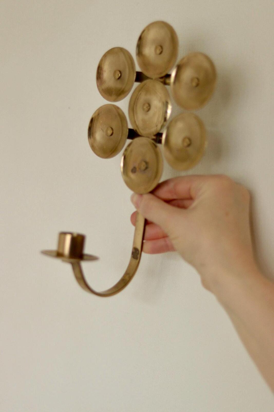 Pair of Mid-Century Sweden Brass Sconces By Kee Mora