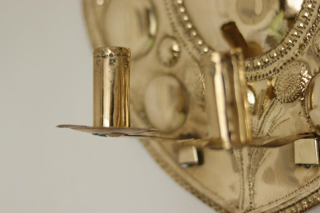 Pair Large baroque Style Mid Century Swedish Brass Sconces