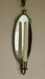 Pair of Mid Century Swedish Pewter Sconces with Mirror by Svenskt - Tenn