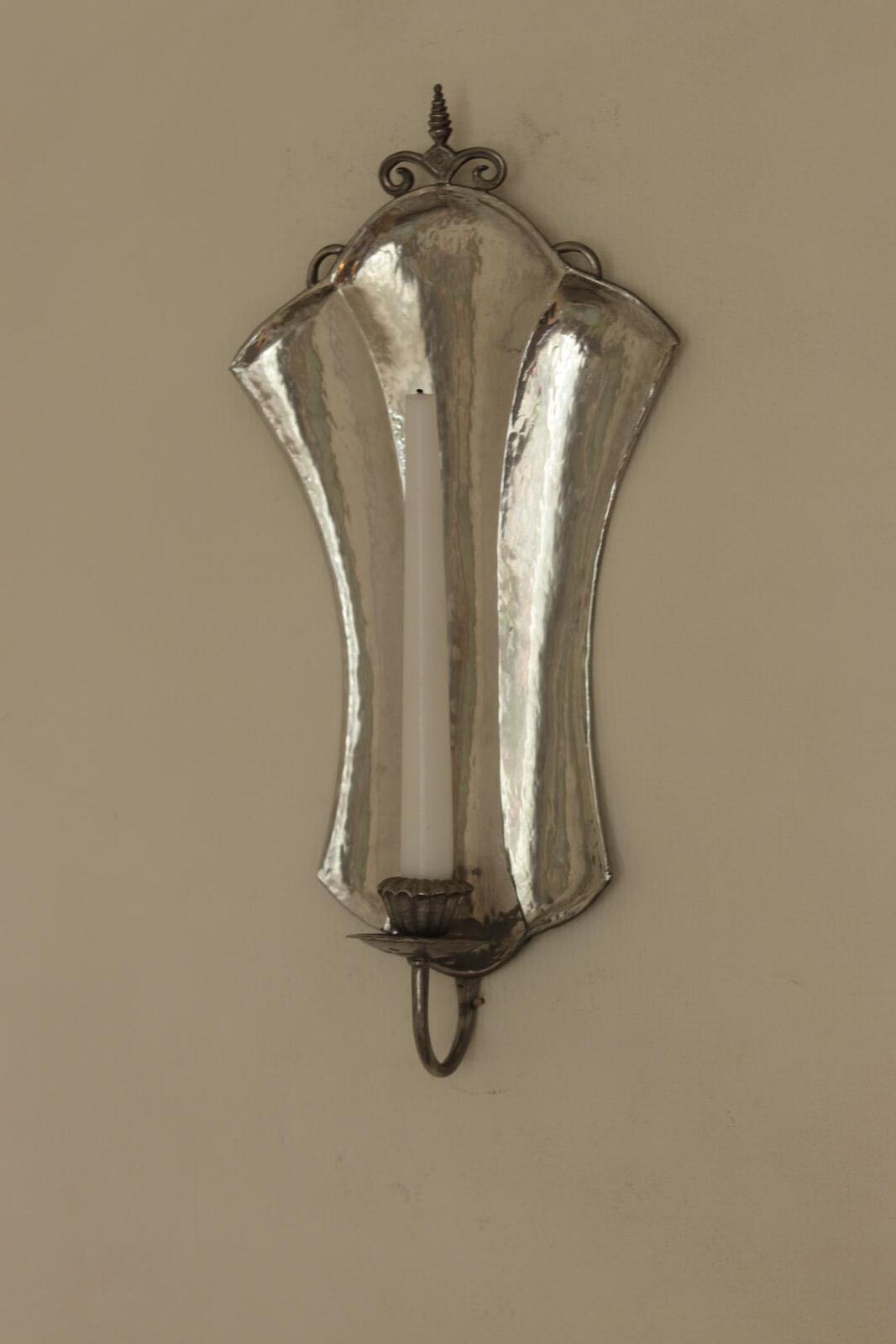 Pair Of Swedish Pewter Sconces By Karin Boström, Linköping Dated 1931