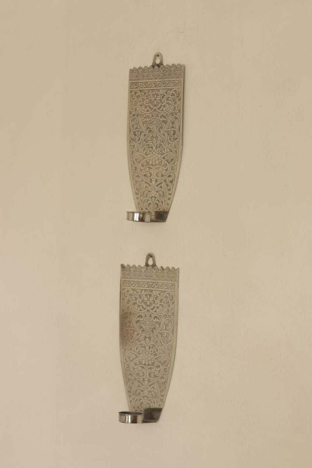 Pair Of Vintage Pewter Sconces