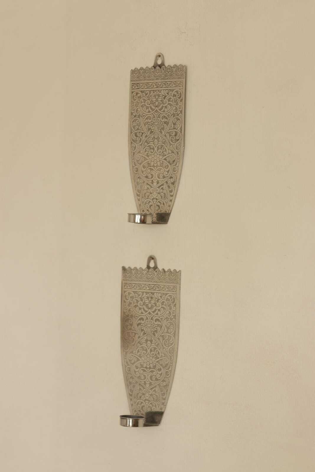 Pair Of Vintage Pewter Sconces