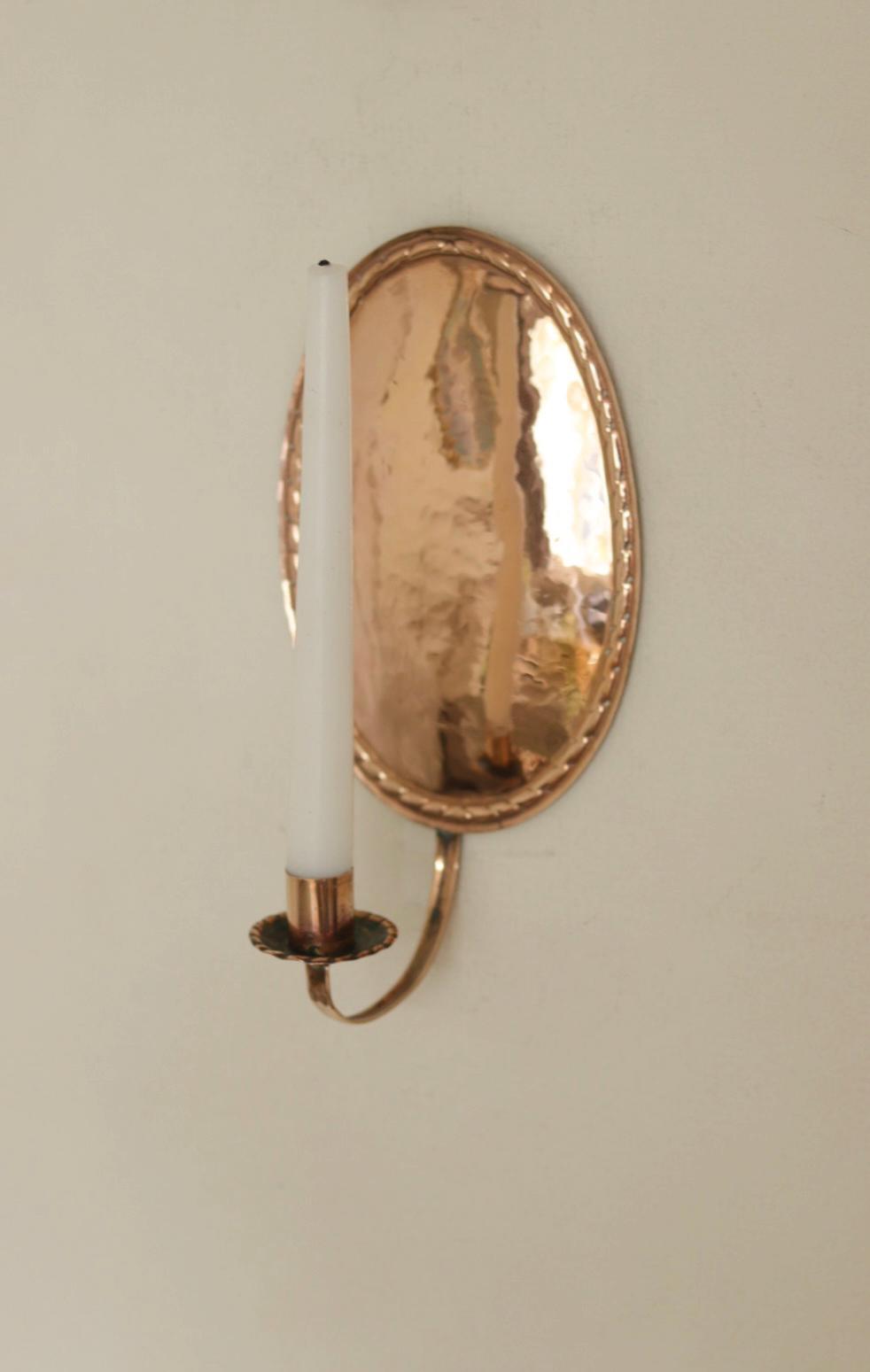 Pair of Swedish Copper Oval Wall Sconces