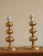 Pair of Swedish Brass Bobbin Table lamp by NAFA Nybro Armaturfabrik AB