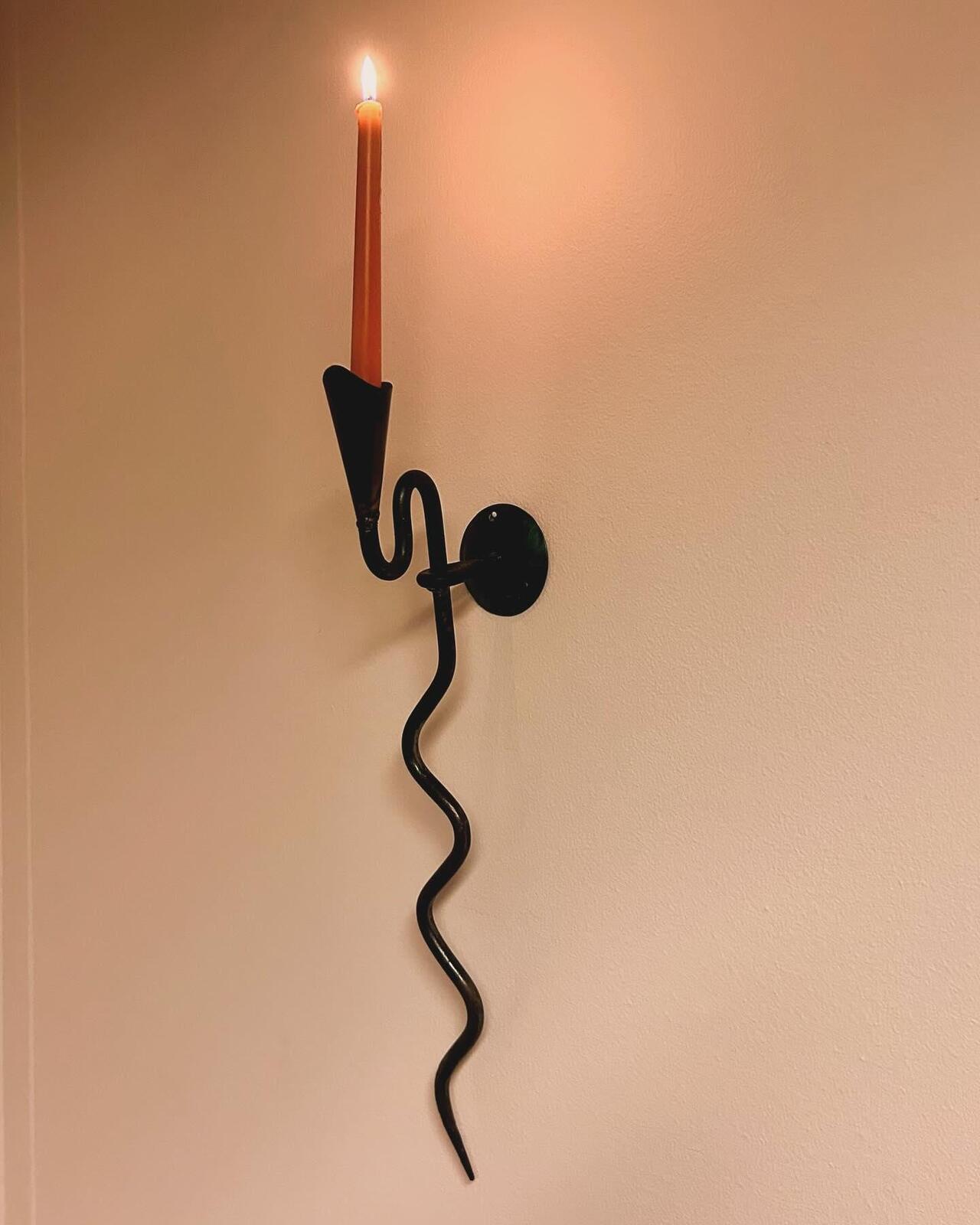 Pair of Mid-Century-Swedish Sconces with Black Coating with Rustic finish