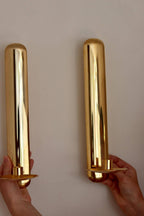 Pair Of Mid Century Swedish Gold Plated Brass Sconces by Scandia