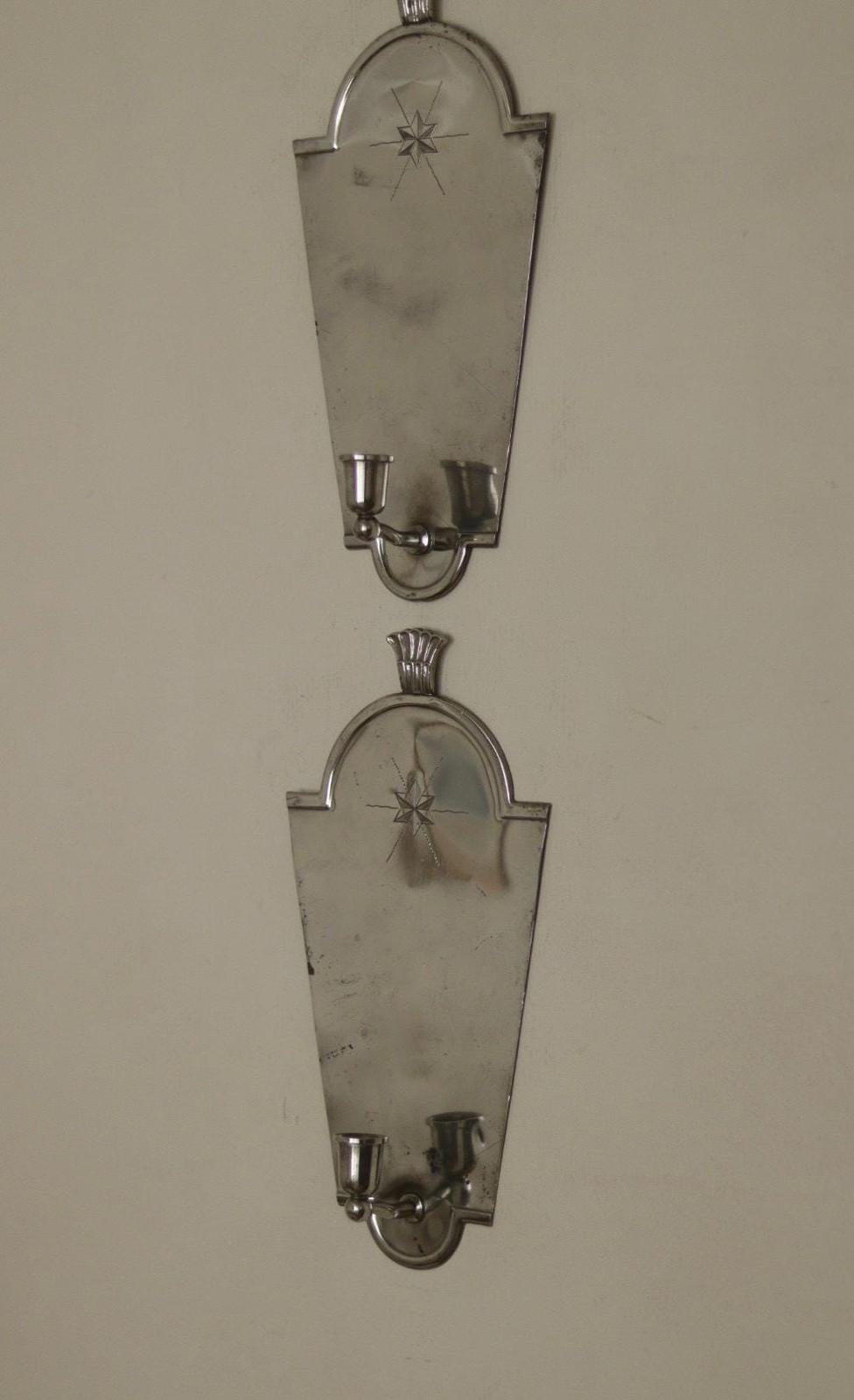 Pair of Mid Century Swedish Pewter Sconces by Svenskt Tenn