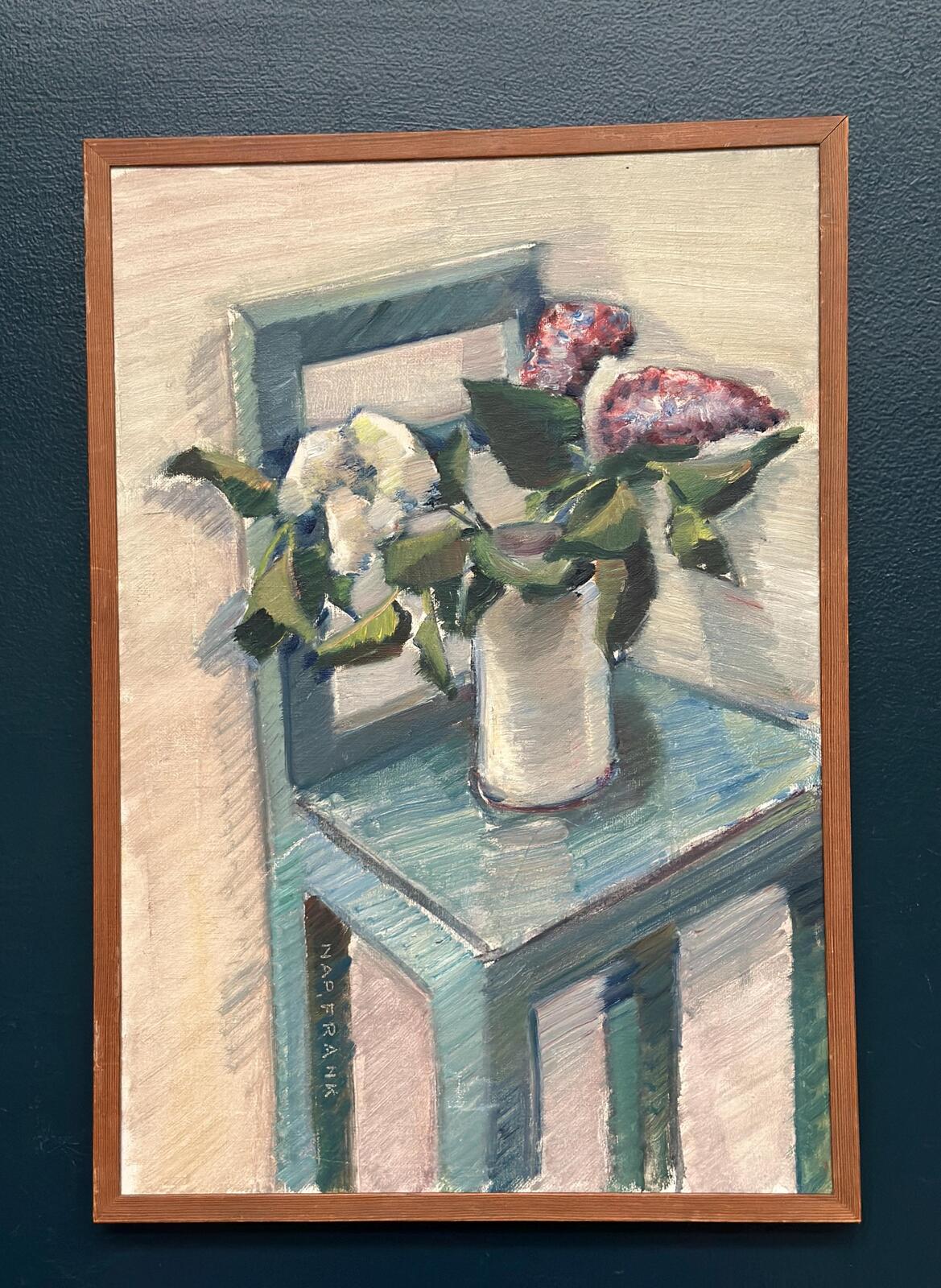 “Flowers in Vase on Chair” by Napoleon Frank
