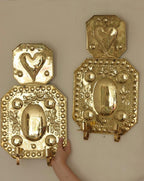 Large Baroque Style  Mid-Century Double Arms Brass Swedish Sconces