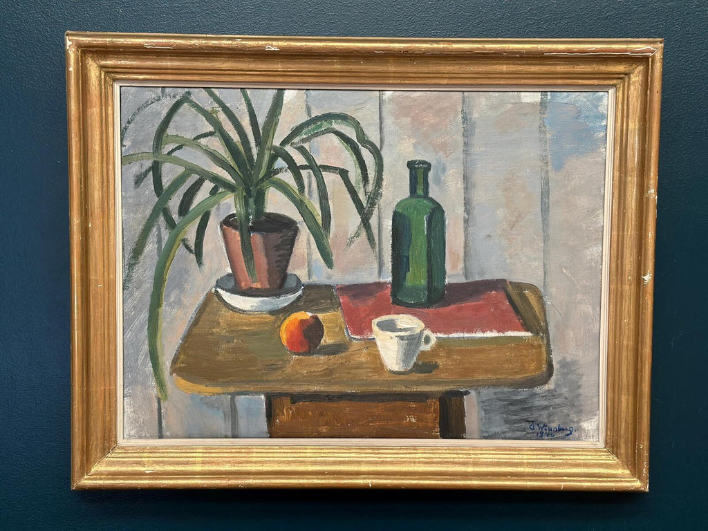 “Potted Plant and Green Bottle” by Åke Winnberg