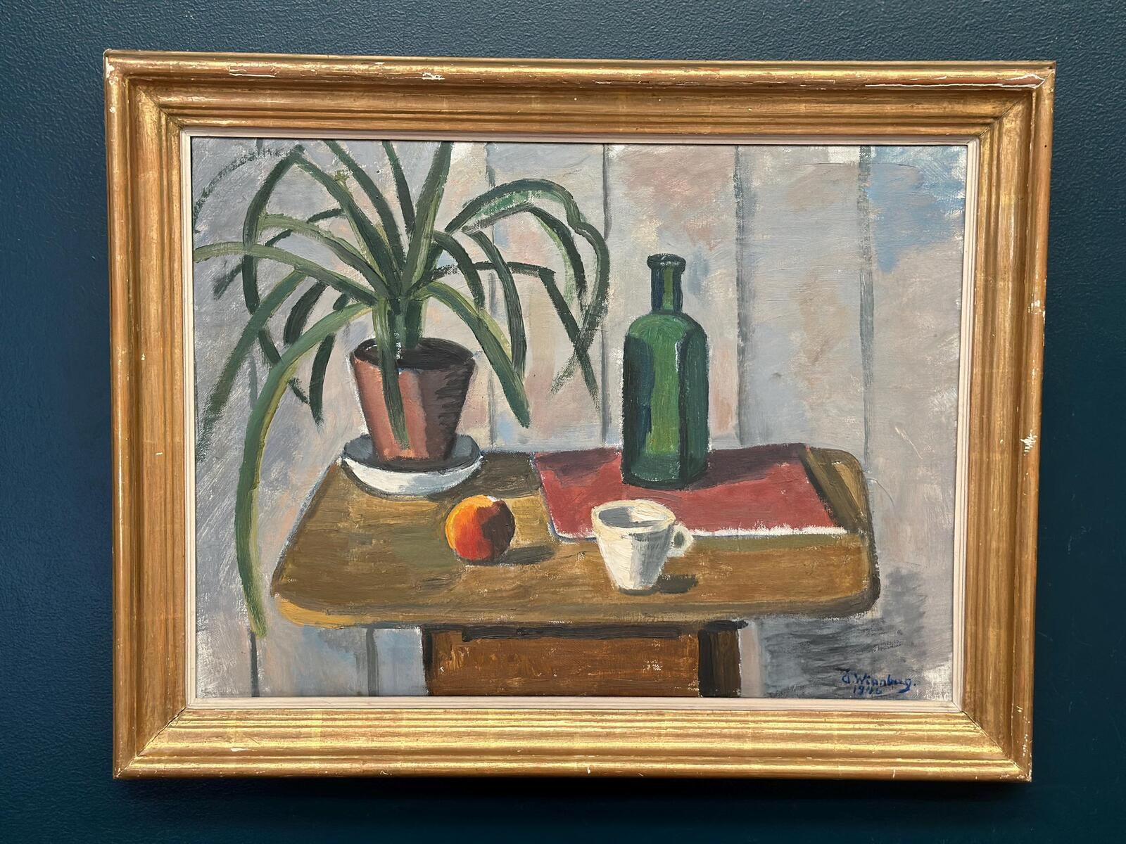 “Potted Plant and Green Bottle” by Åke Winnberg