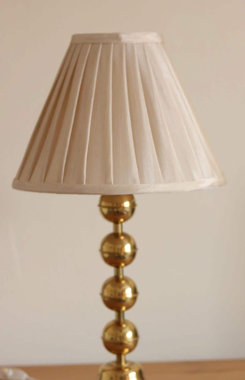 Pair of Vintage Swedish Brass Bobbin Table Lamp By Aneta