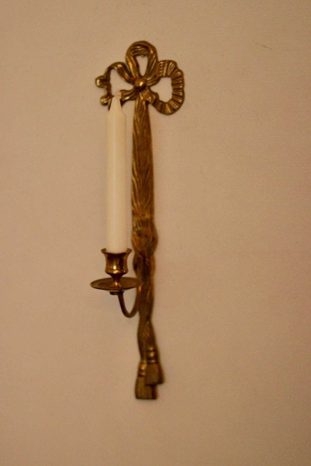 Pair Of Mid Century French Brass Bow Sconces