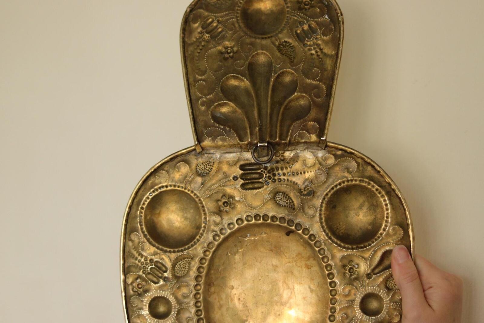 Pair Large baroque Style Mid Century Swedish Brass Sconces