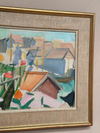 “Figure by a Fence with Flowers” by Carl Gunne
