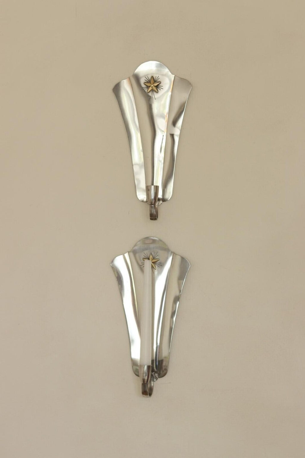 Pair Of Mid Century Swedish Pewter Sconces