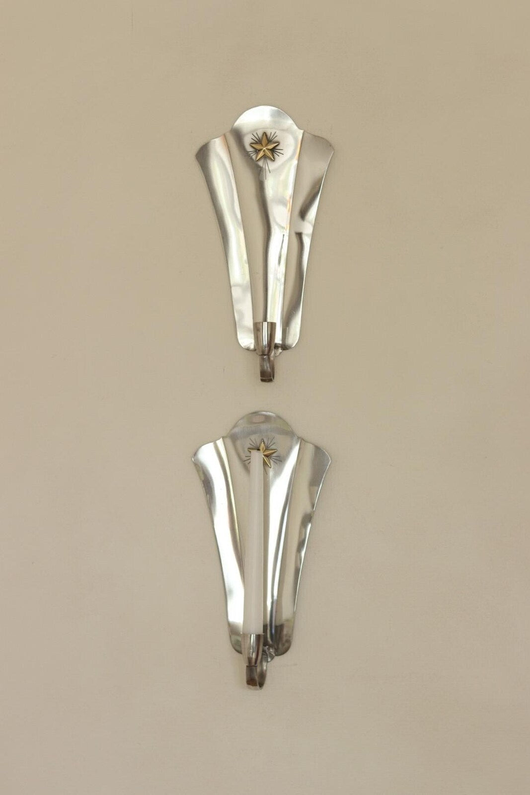 Pair Of Mid Century Swedish Pewter Sconces