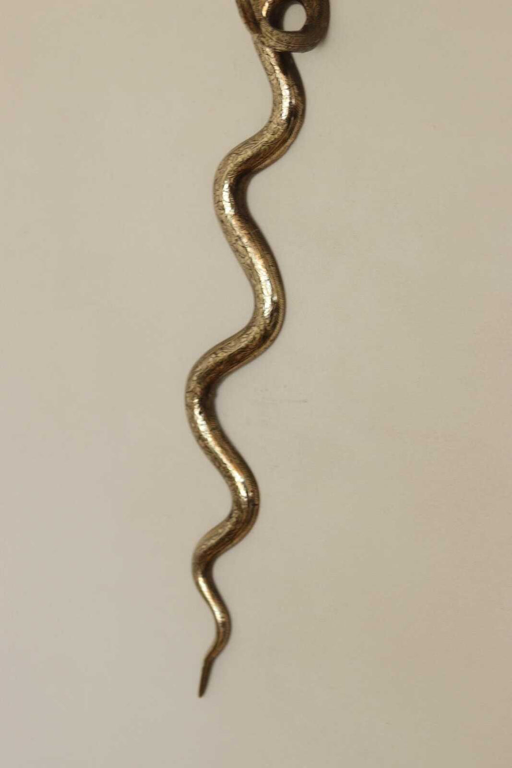 Pair of Egyptian Revival Style Engraved Brass Cobra Sconces