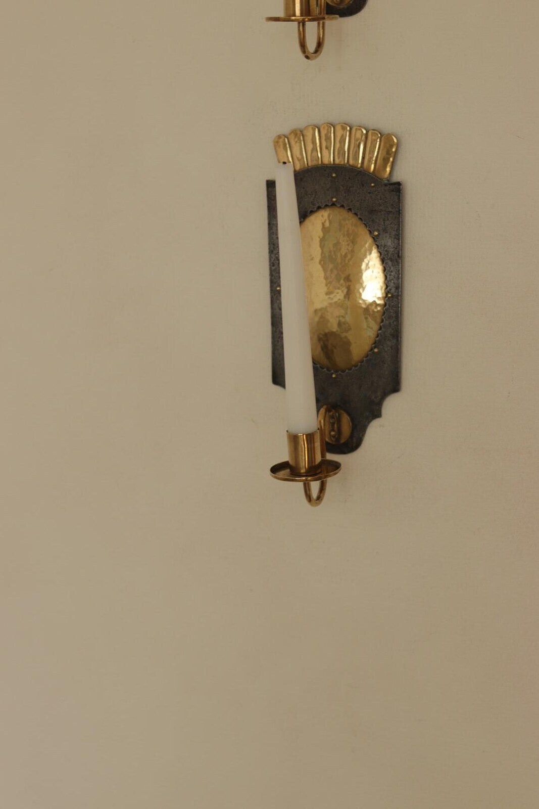 Pair Of Mid Century Swedish Brass  and Metal Sconces