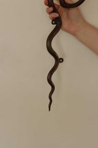 Pair of Egyptian Revival Style Engraved Brass Enameled Cobra Sconces
