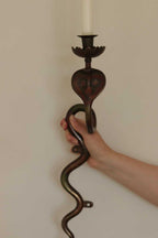 Pair of Egyptian Revival Style Engraved Brass Enameled Cobra Sconces