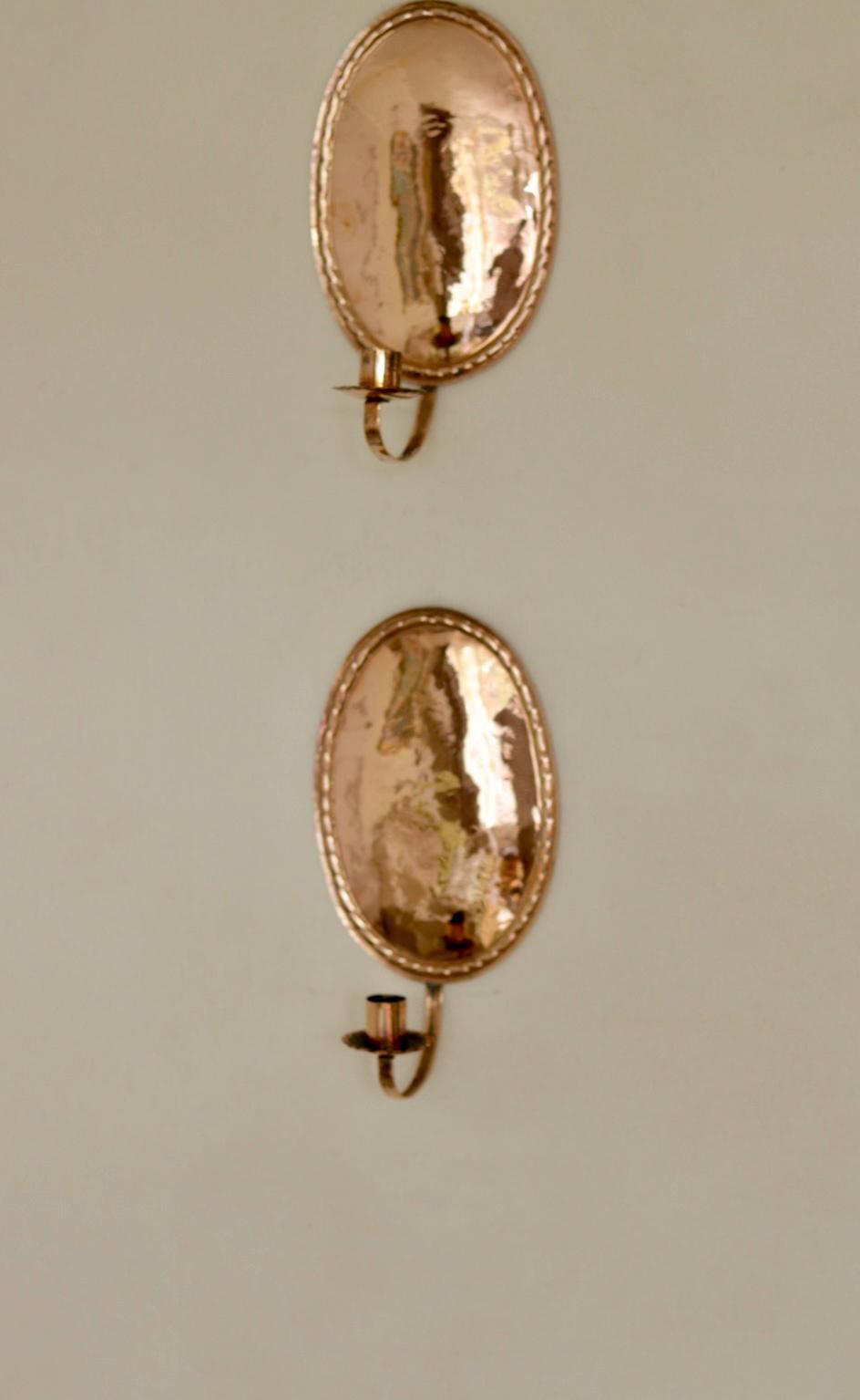 Pair of Swedish Copper Oval Wall Sconces