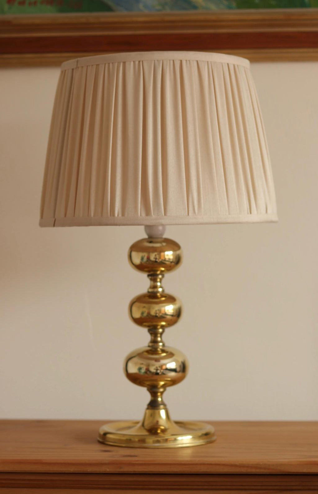 Pair of Swedish Brass Bobbin Table lamp by NAFA Nybro Armaturfabrik AB