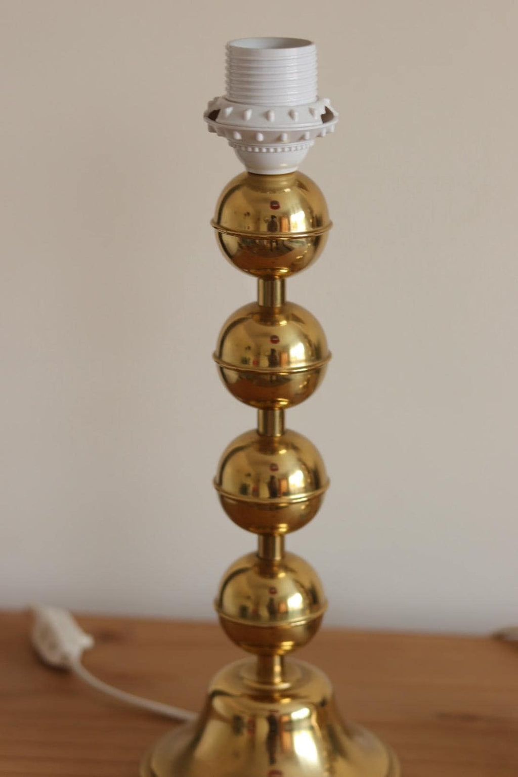 Pair of Vintage Swedish Brass Bobbin Table Lamp By Aneta