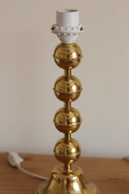 Pair of Vintage Swedish Brass Bobbin Table Lamp By Aneta
