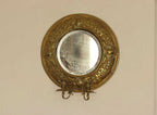 Pair of Swedish Double Arm Mid Century Style Brass Sconces with Mirror