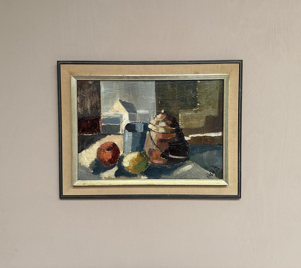 Original Swedish Oil on Panel – “Still Life” Attributed to Åke Wilhelm Andersson –1962 – Vintage & Framed – 63 × 54 cm (24.8" × 21.3")