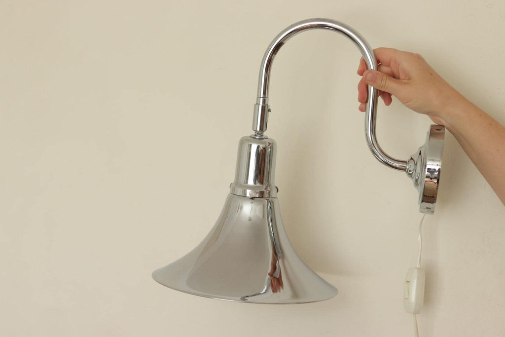 Danish 1960's Pair of Statement Trump Shape Lights in Chrome, designed by Börje Claes for Norlett Elit.