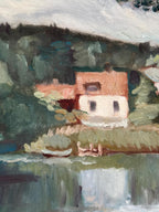 “Lake with Houses” by G. Arner