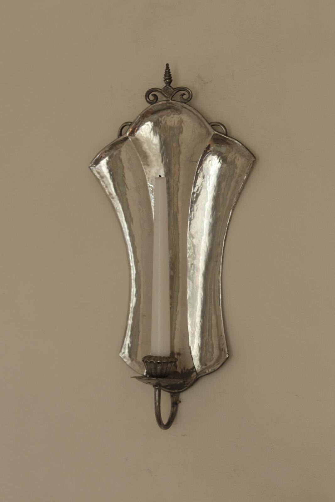 Pair Of Swedish Pewter Sconces By Karin Boström, Linköping Dated 1931