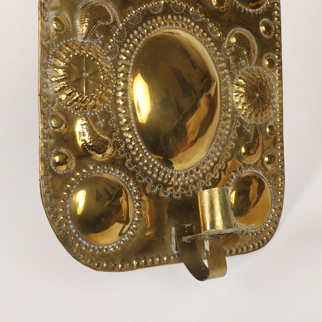 Pair Large baroque Style Mid Century Swedish Brass Sconces