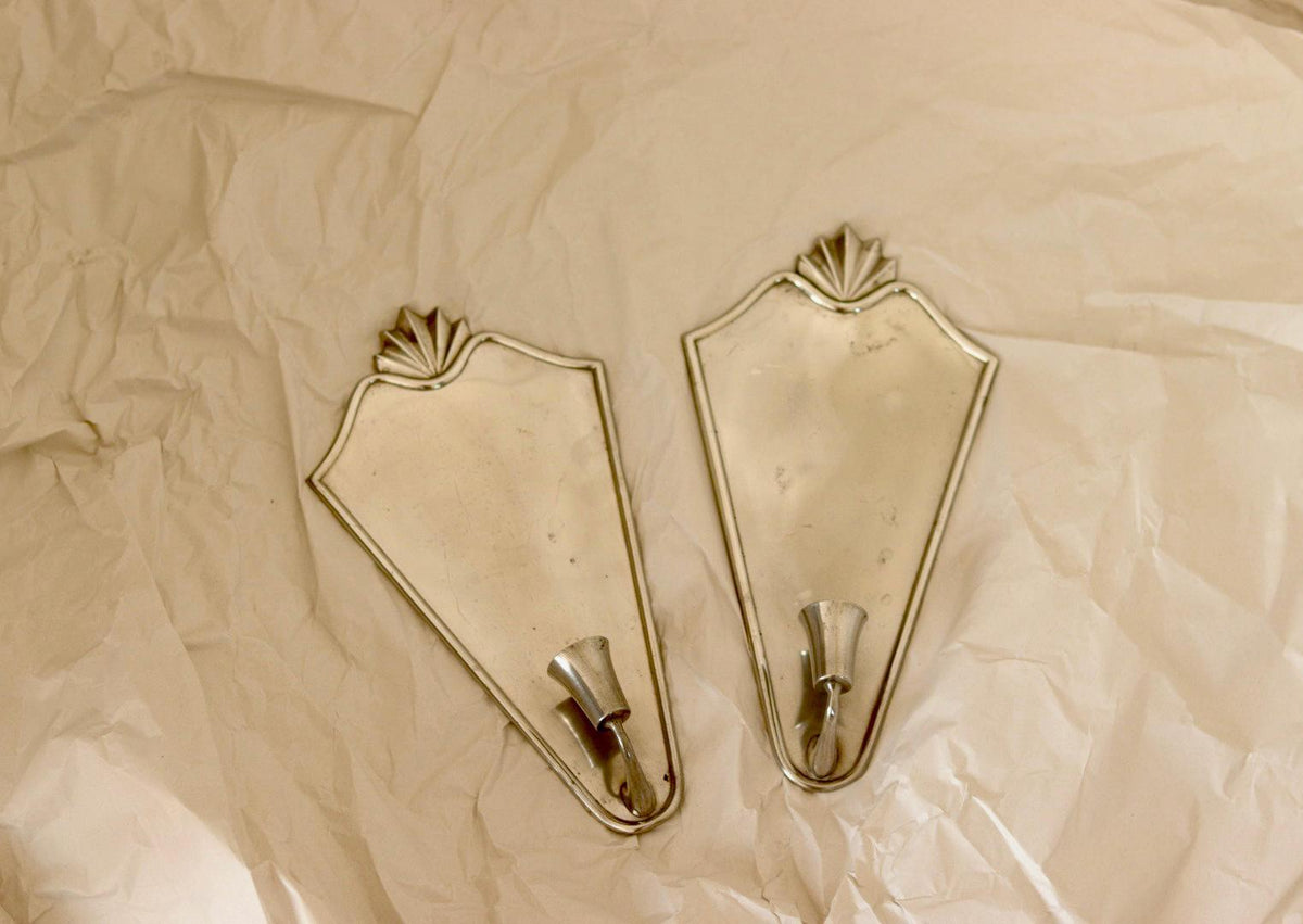 Pair Of Swedish Pewter Sconces By Ystad Tenn