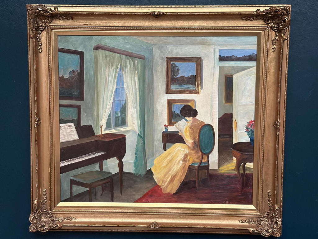 “Interior with Reading Woman” by V. Hansen